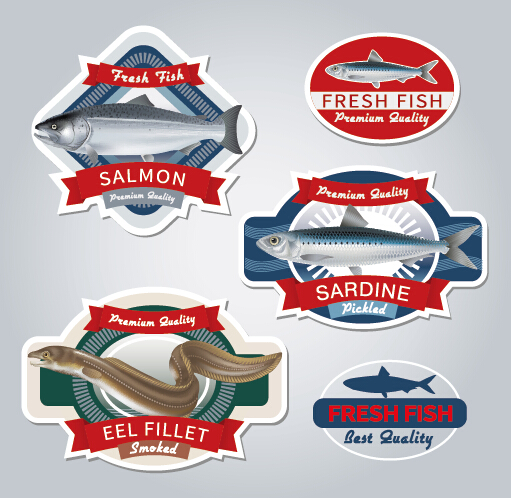 Fresh fish labels design vector  