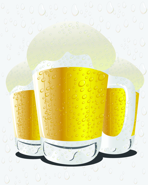 Glass cups with beer vector graphics 02  