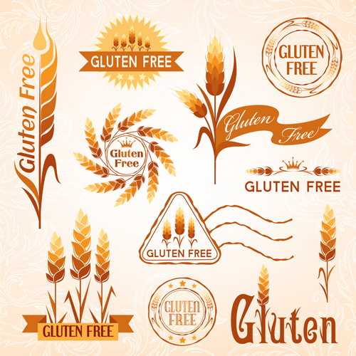 Gluten free logos with labels vector 01  