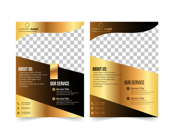 Golden company brochure cover template vector 20  
