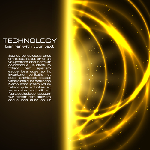 Golden glow tech background vector material  