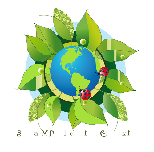 Think Green Earth design elements vector 02  