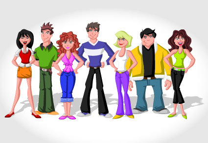 Vector Group of people set 03  