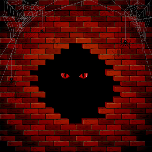 Halloween brick wall background vector 01  
