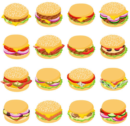 Conception de hamburgers vector set 02  