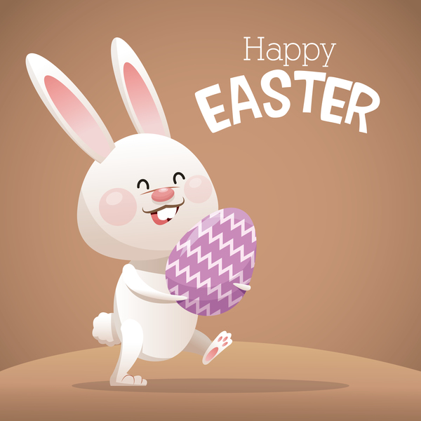 Happy easter card with cartoon bunny vector 10  