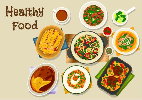 Healthy food flat vector 06  
