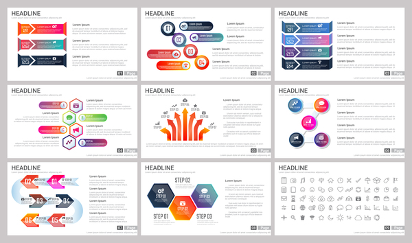 Riesige Sammlung von Business Infografik Vektoren 16  