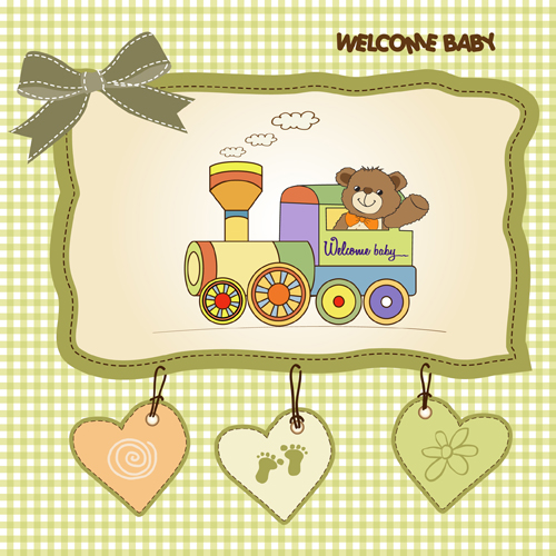 Lovely baby cards vector set 02  