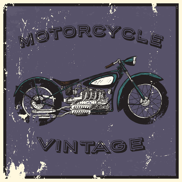 オートバイのビンテージ ポスター ベクトルの背景 01  