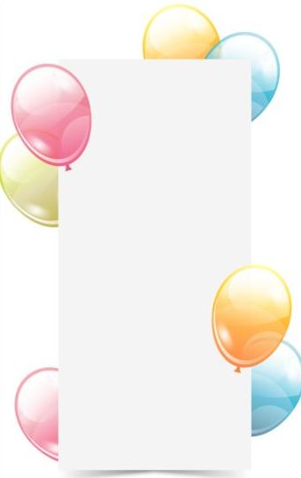 Paper birthday background with colored balloons vector  