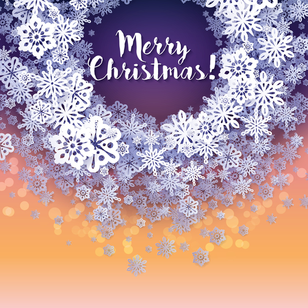 Paper snowflake christmas background vector 06  