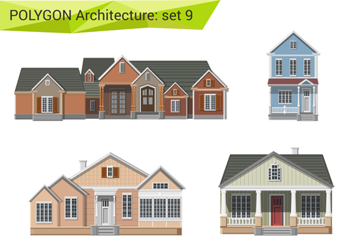 Polygonal architecture design vector set 09  