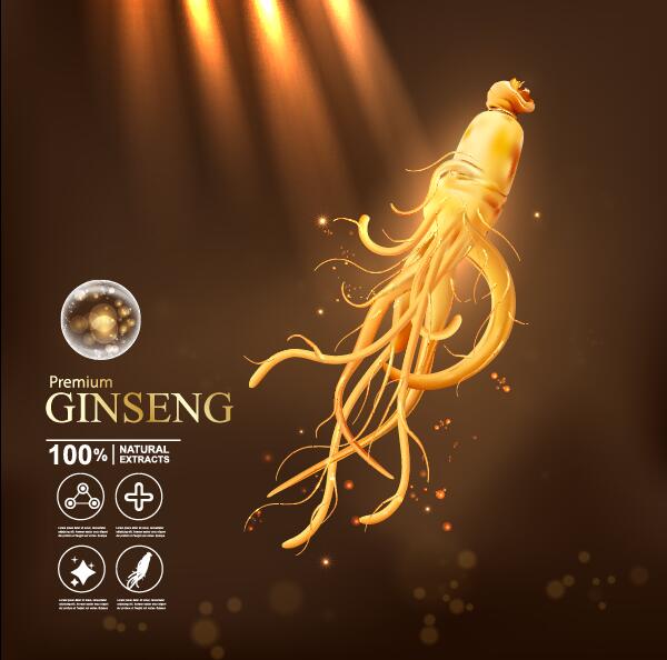 Vecteur d'affiche de cosmétiques premium ginseng 03  