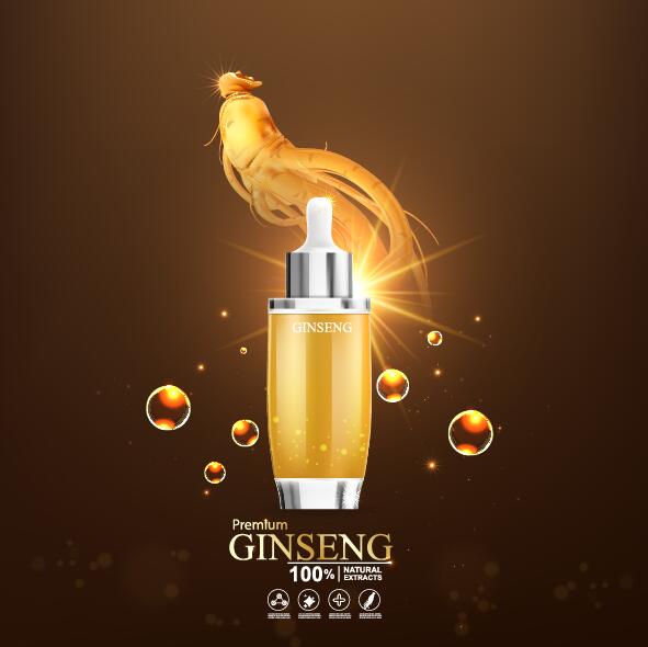 Vecteur d'affiche de cosmétiques premium ginseng 12  