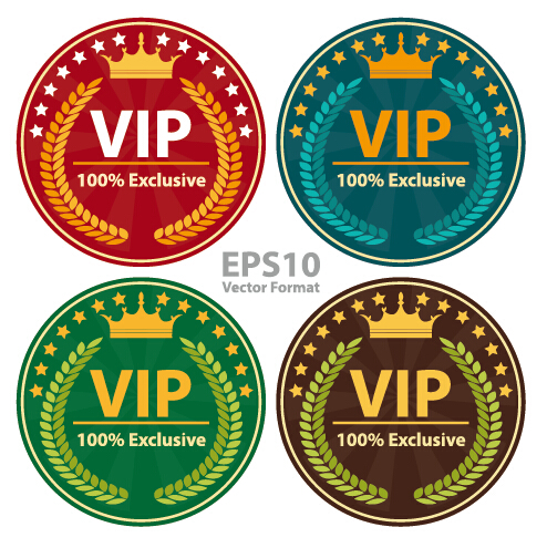 Round VIP badges sign vector  