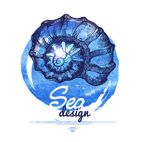 Set of seashell hand drawn vectors material 07  