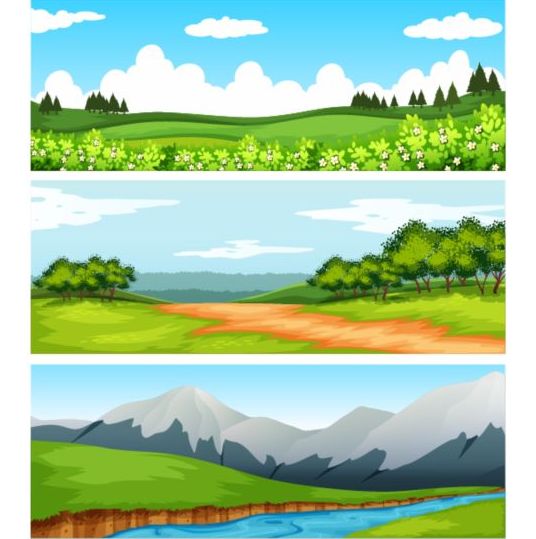 Spring festival natural landscape banners vector  