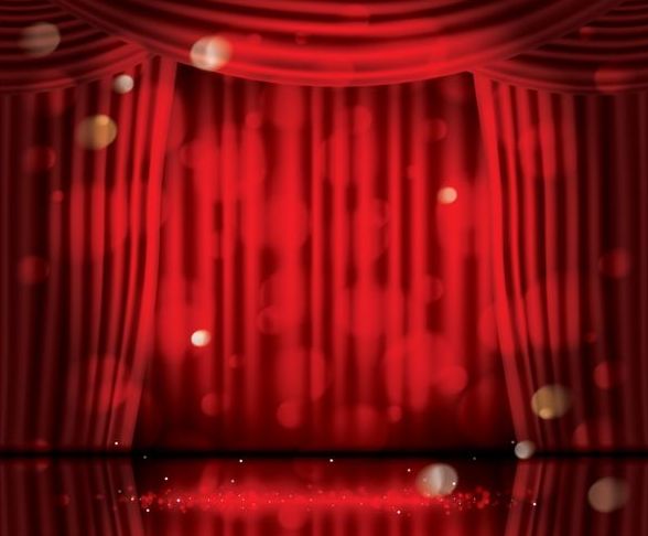 Stage and red curtain vector background 01  