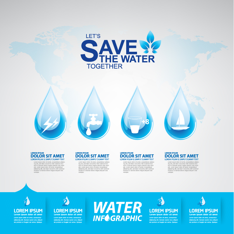 Start now save the water infographic vector 04  