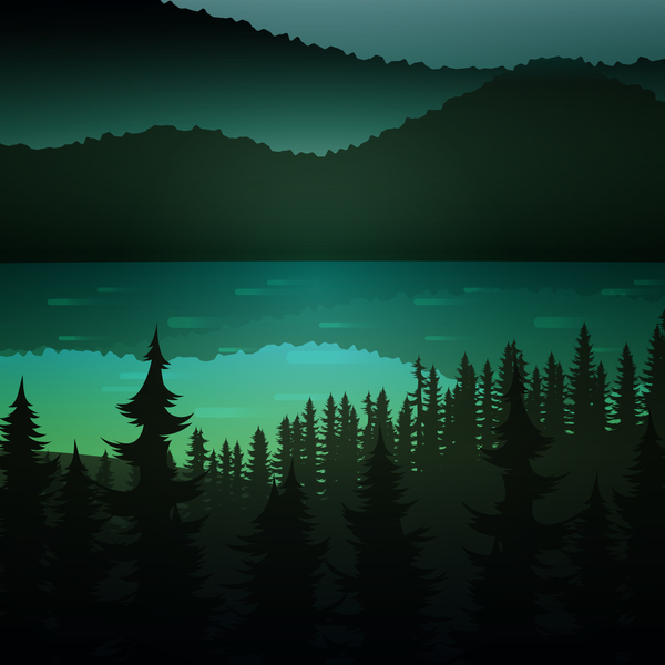 Summer forest landscape vector material 07  