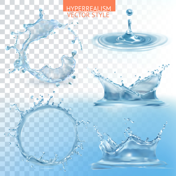 透明な水のスプラッシュ効果ベクトル図 10  