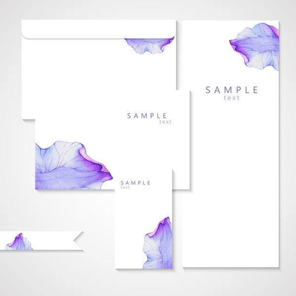 Vector card with watercolor flower petal material 03  
