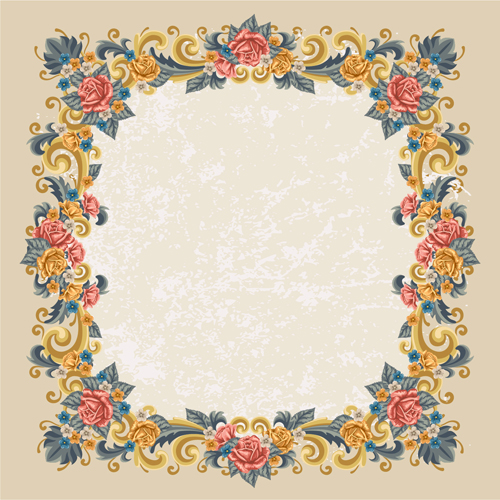 Vintage flowers frame vectors 01  