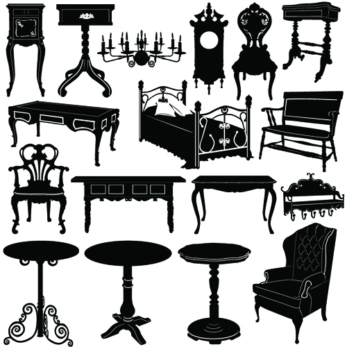 Different Vintage furniture design vector set 05  