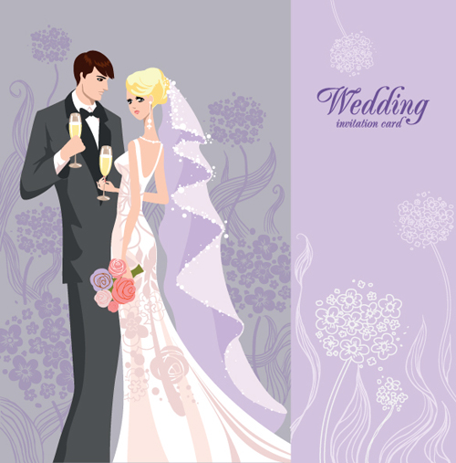 Set of Wedding Invitation cards elements vector graphics 04  
