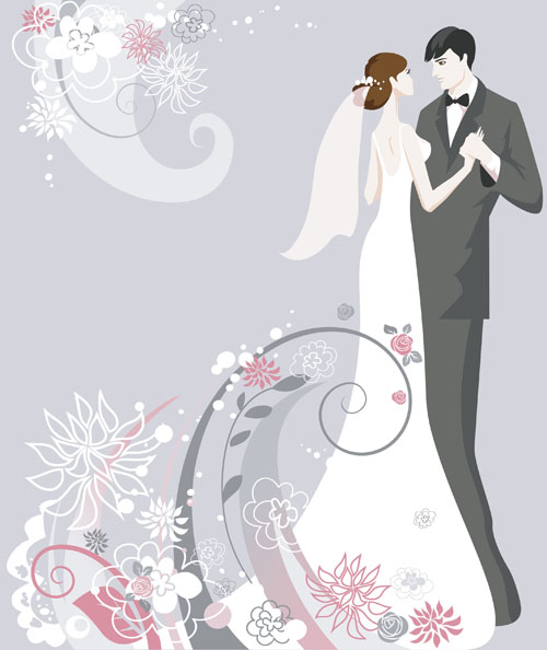 Set of Romantic Wedding vector background 01  