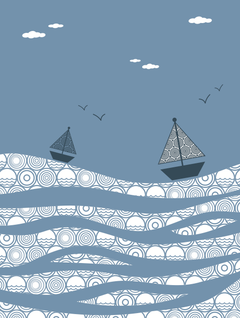 Sailing on the sea elements vector  