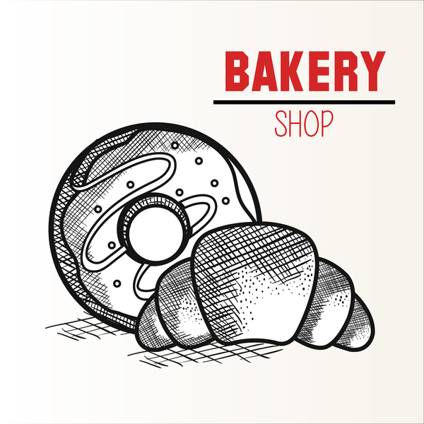bakey shop hand drawn vector design 01  