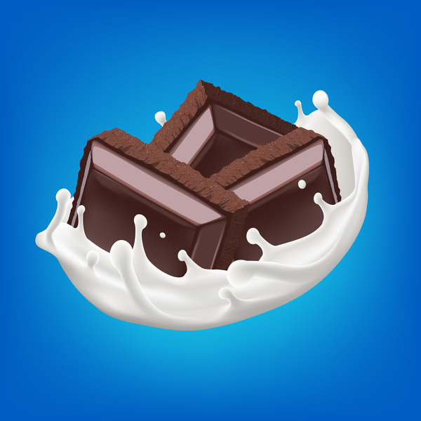 chocolat avec illustration vectorielle de lait splash  