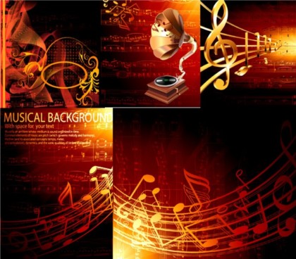 golden musical design elements vector  