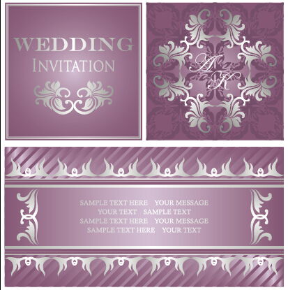 luxurious floral wedding invitations vector design 02  