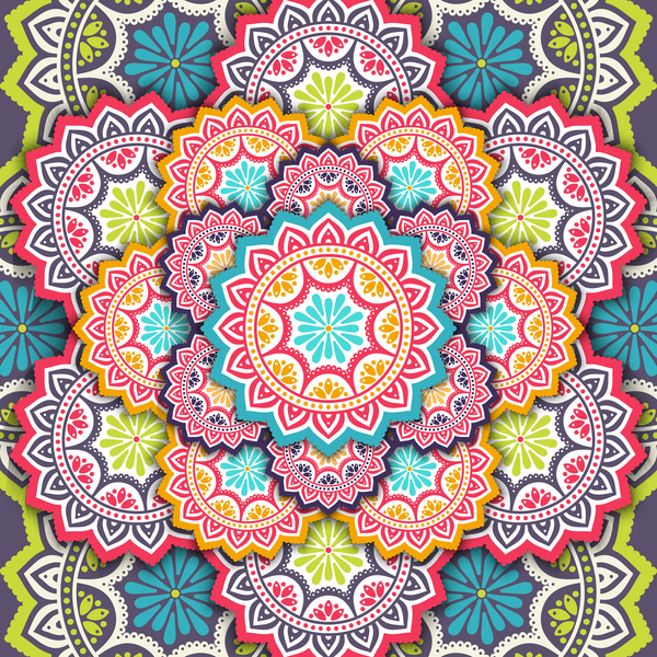 mandala pattern decor with orante background vector 02  