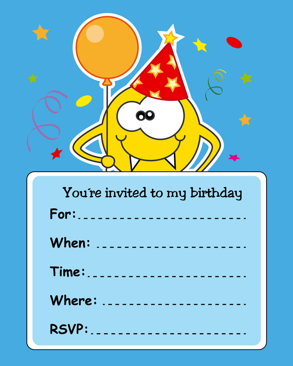 monster with birthday card vectors 01  