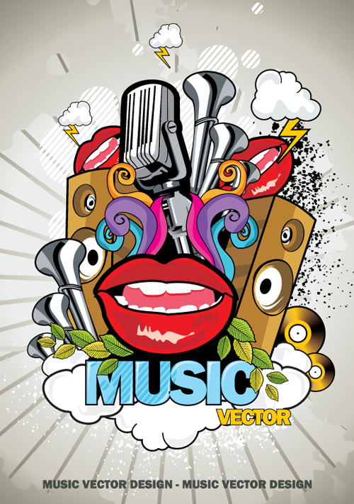 Creative music style design elements vector 01  