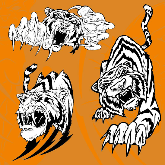 Set of Tiger vector picture art 11  