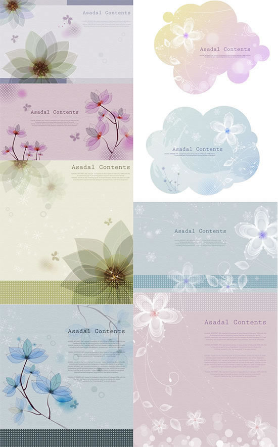 Decorative pattern flower background vector set  