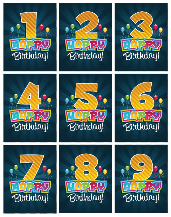 Happy Birthday Number card vector  