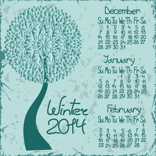 2014 year calendar vector set 03  