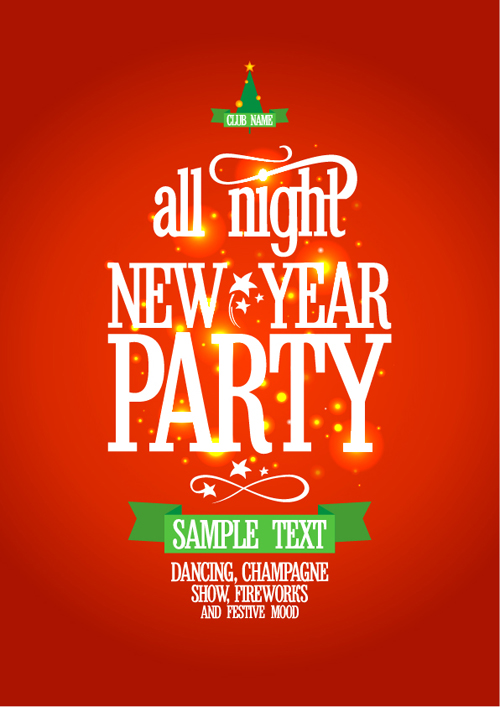 2016 New year party poster with red background vector  