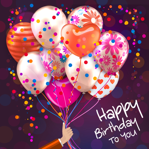 Balloon with colored birthday background vector  