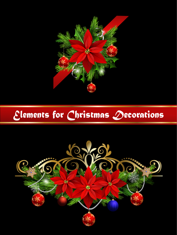 Красивые рождественские украшения элементы дизайна вектора 15  