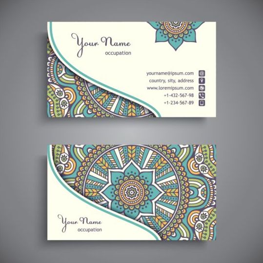 Business card with ethnic pattern vector set 04  