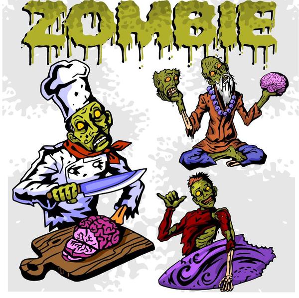 Dessin animé zombie illustration vecteur ensemble 03  