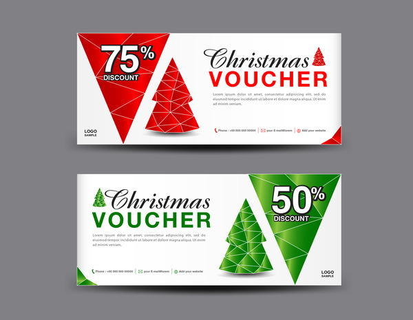 Christmas Voucher coupon card template vector 02  