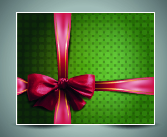 2014 Christmas bow greeting card vector set 02  
